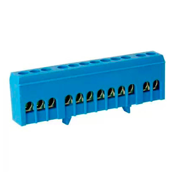 Шина TS-0609H 12 way в синем корпусе Энергия, 10 шт - Электрика, НВА - Щитки и аксессуары для монтажа - Шины нулевые - . Магазин оборудования для автономного и резервного электропитания Ekosolar.ru в Петропавловске-камчатском