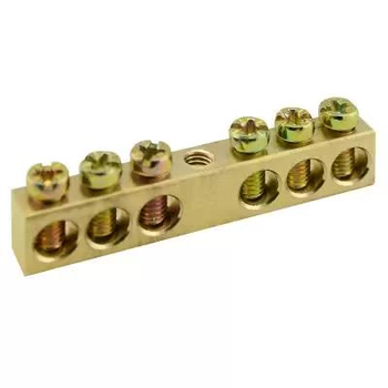 Шина PEN TS-0609C 6х9 6 отверстий крепление по центру Энергия - Электрика, НВА - Щитки и аксессуары для монтажа - Шины нулевые - . Магазин оборудования для автономного и резервного электропитания Ekosolar.ru в Петропавловске-камчатском