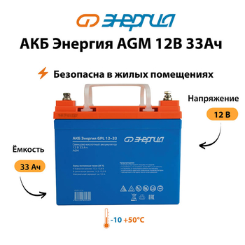 Аккумулятор для ИБП Энергия AGM 12v 33Ah - ИБП и АКБ - Аккумуляторы - . Магазин оборудования для автономного и резервного электропитания Ekosolar.ru в Петропавловске-камчатском