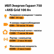 ИБП для котла Энергия Гарант 750 + Аккумулятор Grid 100 Ah 12 v (450Вт - 122мин) - ИБП и АКБ - ИБП для котлов - . Магазин оборудования для автономного и резервного электропитания Ekosolar.ru в Петропавловске-камчатском