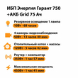 ИБП для котла Энергия Гарант 750 + Аккумулятор Grid 75 Ah 12 v (450Вт - 91мин) - ИБП и АКБ - ИБП для котлов - . Магазин оборудования для автономного и резервного электропитания Ekosolar.ru в Петропавловске-камчатском
