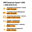 ИБП для котла Энергия Гарант 1000 + Аккумулятор Grid 55 Ah 12 v (600Вт - 50мин) - ИБП и АКБ - ИБП для котлов - . Магазин оборудования для автономного и резервного электропитания Ekosolar.ru в Петропавловске-камчатском